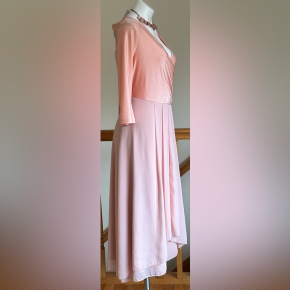 Clothes Mentor No Tag Peach Satin Sheer Wrap Look NWT. Sz XL Pleated In Front. - Picture 5 of 14